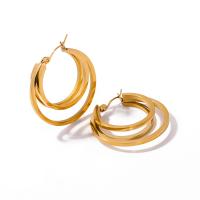 Acier inoxydable Levier Retour Earring, Acier inoxydable 304, bijoux de mode & pour femme, doré, 31.30x5mm, Vendu par paire