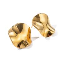 Stainless Steel Stud Earrings, 304 Stainless Steel, 18K gold plated, fashion jewelry & for woman, golden, 24.60x24.90mm, Sold By Pair