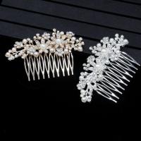 Decorative Hair Combs, Tibetan Style, with Plastic Pearl, plated, fashion jewelry & for woman & with rhinestone, more colors for choice, nickel, lead & cadmium free, 120x60mm, Sold By PC