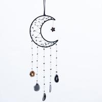 Fashion Dream Catcher leather cord with Natural Gravel & Agate & Iron Moon handmade for home and office black 700mm Sold By PC
