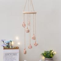 Wind Chimes Outdoor and Home Decoration , Wood, with Clear Quartz & Rose Quartz & Brass, handmade, for home and office, 520mm, Sold By PC