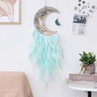 Fashion Dream Catcher, Feather, with Natural Gravel & Brass & Iron, Moon, handmade, for home and office, mixed colors, 800mm, Sold By PC