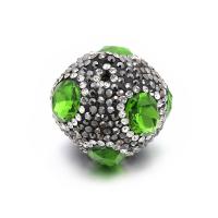 Cubic Zirconia Micro Pave Brass Beads, gun black plated, DIY & micro pave cubic zirconia, green, nickel, lead & cadmium free, 23x24mm, Hole:Approx 1.5mm, Sold By PC