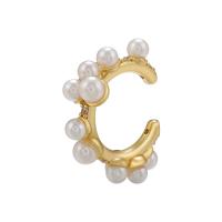 Cubic Zirconia Micro Pave Brass Earring with Plastic Pearl Letter C plated fashion jewelry & micro pave cubic zirconia & for woman nickel lead & cadmium free Sold By Pair