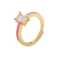 Cubic Zirconia Micro Pave Brass Ring plated Adjustable & fashion jewelry & micro pave cubic zirconia & for woman & enamel nickel lead & cadmium free Inner Approx 17mm Sold By PC