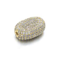 Cubic Zirconia Micro Pave Brass Beads, Flat Oval, plated, DIY & micro pave cubic zirconia, more colors for choice, nickel, lead & cadmium free, 19x13mm, Hole:Approx 2mm, Sold By PC