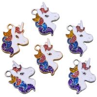 Tibetan Style Enamel Pendants, Unicorn, plated, DIY, more colors for choice, 32x24mm, Approx 100PCs/Bag, Sold By Bag