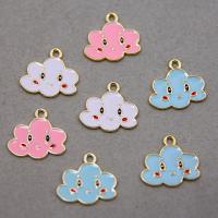 Tibetan Style Enamel Pendants, Cloud, gold color plated, DIY, more colors for choice, 13x11x2mm, Approx 100PCs/Bag, Sold By Bag