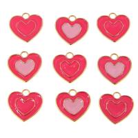 Tibetan Style Enamel Pendants, Heart, gold color plated, DIY, more colors for choice, 19x20x2mm, Approx 100PCs/Bag, Sold By Bag