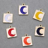 Zinc Alloy Enamel Pendants Square gold color plated DIY Approx Sold By Bag