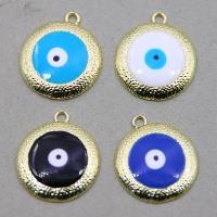 Tibetan Style Enamel Pendants, Round, gold color plated, DIY, more colors for choice, 31x27x4mm, Approx 100PCs/Bag, Sold By Bag