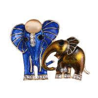 Tibetan Style Brooches, with Resin, Elephant, gold color plated, for woman & enamel & with rhinestone, mixed colors, 41x55mm, Sold By PC