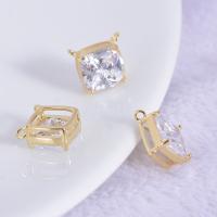 Cubic Zirconia Brass Pendants, with Cubic Zirconia, Square, gold color plated, DIY, white, nickel, lead & cadmium free, 8mm, Sold By PC