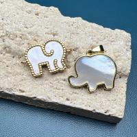 Brass Jewelry Pendants with White Shell Elephant gold color plated DIY nickel lead & cadmium free Sold By PC
