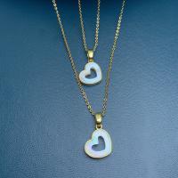 Brass Necklace with Pearl Oyster Heart gold color plated for woman white nickel lead & cadmium free 13mm Length Approx 45 cm Sold By PC