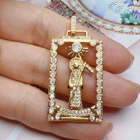 Brass Jewelry Pendants Rectangle gold color plated DIY & micro pave cubic zirconia nickel lead & cadmium free Sold By PC