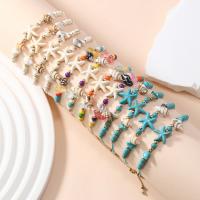 Gemstone Bracelets, with Nylon Cord & Shell, Starfish, fashion jewelry & Unisex, more colors for choice, Bracelet inner diameter:5.5-6.5cm, 12PCs/Set, Sold By Set