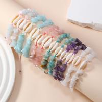 Gemstone Bracelets, with Nylon Cord & Shell, Shell, fashion jewelry & Unisex, more colors for choice, Bracelet inner diameter:5.5-6.5cm, 12PCs/Set, Sold By Set