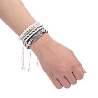 PU Leather Cord Bracelets with Wax Cord & Wood & Zinc Alloy fashion jewelry & Unisex white Length 28 cm Sold By PC