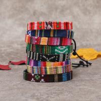 Cadeia de pulseiras de tecido, roupa, with Fio de cera, joias de moda & unissex, multi colorido, The inner diameter of the bracelet is 18cm, 12PCs/Defina, vendido por Defina