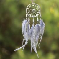 Fashion Dream Catcher, Feather, with Cotton Thread & Wood & Plastic Pearl & Acrylic, fashion jewelry, more colors for choice, 70x450mm, Sold By PC