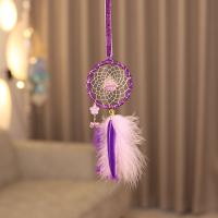 Mode Dreamcatcher, plume, avec Fil de coton & bois & fer & alliage de zinc, Attrapeur de rêves, bijoux de mode, violet, 70x420mm, Vendu par PC