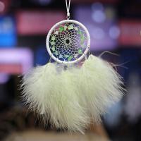 Mode Dreamcatcher, plume, avec Fil de coton & Pierre naturelle & fer, Attrapeur de rêves, bijoux de mode, Jaune, 70x370mm, Vendu par PC