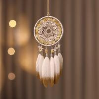 Fashion Dream Catcher Feather with Cotton Thread & Gemstone & Wood & Iron fashion jewelry yellow Sold By PC