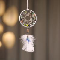 Fashion Dream Catcher Feather with Cotton Thread & Gemstone & Wood & Iron fashion jewelry white Sold By PC