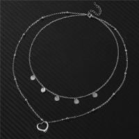Edelstahl Schmuck Halskette, 304 Edelstahl, mit Verlängerungskettchen von 5cm, Doppelschicht & Modeschmuck & für Frau, keine, frei von Nickel, Blei & Kadmium, Länge:ca. 40 cm, verkauft von PC