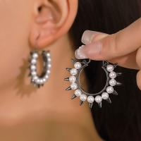 Tibetan Style Stud Earring, with Plastic Pearl, plated, fashion jewelry & different styles for choice & for woman, more colors for choice, nickel, lead & cadmium free, Sold By Pair