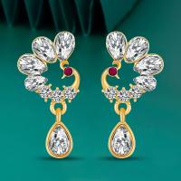 Tibetan Style Stud Earring, Phoenix, fashion jewelry & micro pave cubic zirconia & for woman, gold, nickel, lead & cadmium free, 25mm, Sold By Pair