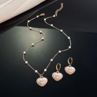 Zink Alloy Jewelry Sets, örhänge & halsband, Hjärta, 2 stycken & mode smycken & för kvinna & med strass, guld, nickel, bly och kadmium gratis, Säljs av Ställ