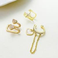 Fashion Earring Cuff and Wraps Brass fashion jewelry & for woman & with rhinestone nickel lead & cadmium free Sold By PC