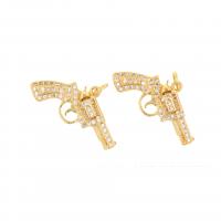 Cubic Zirconia Micro Pave Brass Pendant, Gun, plated, DIY & micro pave cubic zirconia, gold, 26x18mm, 20PCs/Lot, Sold By Lot