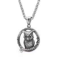 Stainless Steel Jewelry Necklace, 304 Stainless Steel, Owl, polished, Unisex, original color, Length:Approx 60 cm, Sold By PC