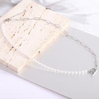 Titanium Steel Necklace with Plastic Pearl with 5CM extender chain plated for woman Length Approx 45 cm Sold By PC
