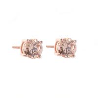 Cubic Zirconia Micro Pave Brass Earring plated Unisex & micro pave cubic zirconia rose gold color Sold By Pair