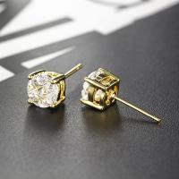 Cubic Zirconia Micro Pave Brass Earring, plated, Unisex & different styles for choice & micro pave cubic zirconia, golden, Sold By Pair