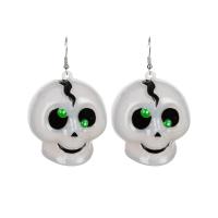 Resin Drop Earring Skull with LED light & Halloween Jewelry Gift & for woman Sold By Pair