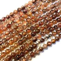 Naturlige kvarts smykker perler, Rutilated Quartz, Runde, poleret, du kan DIY, 8mm, Solgt Per Ca. 38 cm Strand