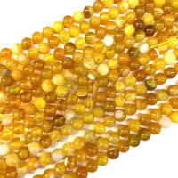 Natürliche Streifen Achat Perlen, rund, poliert, DIY & verschiedene Größen vorhanden, goldgelb, verkauft per ca. 38 cm Strang