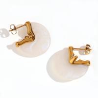Stainless Steel Stud Earrings, 316L Stainless Steel, 18K gold plated, fashion jewelry & for woman, golden, Sold By Pair