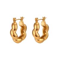 Stainless Steel Hoop Earring, 304 Stainless Steel, 18K gold plated, fashion jewelry & for woman, golden, 20x20mm, Sold By Pair