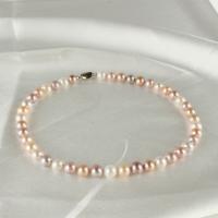 Freshwater Pearl Necklace, with 925 Sterling Silver, Round, fashion jewelry & for woman, multi-colored, 10-11mm, Sold Per 43 cm Strand