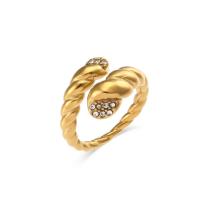 Cubic Zirconia Stainless Steel Finger Ring 304 Stainless Steel 18K gold plated fashion jewelry & micro pave cubic zirconia & for woman golden Diameter 1.3cm Sold By PC