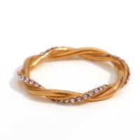 Zirkonia Edelstahl-Finger- Ring, 316 L Edelstahl, 18K vergoldet, Modeschmuck & verschiedene Größen vorhanden & Micro pave Zirkonia & für Frau, goldfarben, verkauft von PC