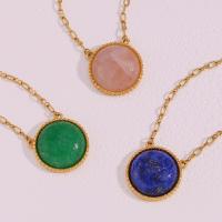 Stainless Steel Jewelry Necklace, 316L Stainless Steel, with Natural Stone, with 5cm extender chain, 18K gold plated, fashion jewelry & for woman, more colors for choice, Length:Approx 40 cm, Sold By PC