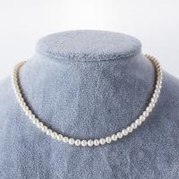 Natürliche kultivierte Süßwasserperlen Halskette, mit 925er Sterling Silber, rund, Modeschmuck & für Frau, weiß, 5-5.5mm, verkauft per 43 cm Strang