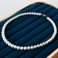 Natürliche kultivierte Süßwasserperlen Halskette, mit 925er Sterling Silber, rund, Modeschmuck & für Frau, weiß, 8-8.5mm, verkauft per 43 cm Strang